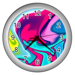 Fluid Art 22 Wall Clocks (silver)  by ImpressiveMoments