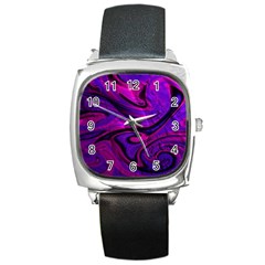 Wet Wallpaper, Pink Square Metal Watches