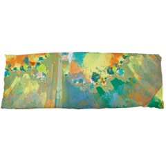 Abstract Flower Design In Turquoise And Yellows Body Pillow Cases Dakimakura (two Sides)  by digitaldivadesigns