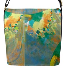 Abstract Flower Design In Turquoise And Yellows Flap Messenger Bag (s) by digitaldivadesigns