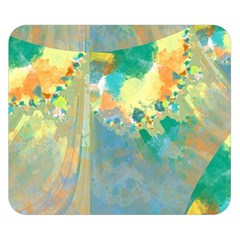 Abstract Flower Design In Turquoise And Yellows Double Sided Flano Blanket (small) 