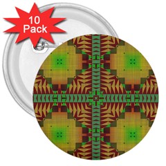 Tribal Shapes Pattern 3  Button (10 Pack) by LalyLauraFLM