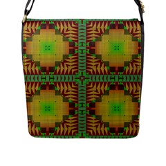 Tribal Shapes Pattern Flap Closure Messenger Bag (l) by LalyLauraFLM