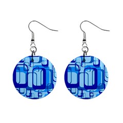 Retro Pattern 1971 Blue Mini Button Earrings