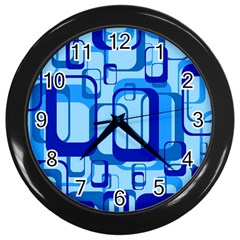 Retro Pattern 1971 Blue Wall Clocks (Black)