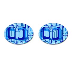 Retro Pattern 1971 Blue Cufflinks (Oval)