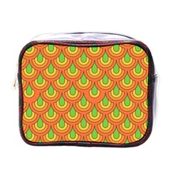 70s Green Orange Pattern Mini Toiletries Bags