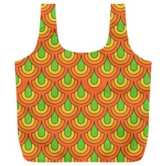 70s Green Orange Pattern Full Print Recycle Bags (l) 