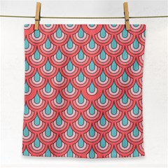 70s Peach Aqua Pattern Face Towel by ImpressiveMoments