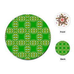 Retro Green Pattern Playing Cards (round)  by ImpressiveMoments