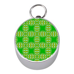 Retro Green Pattern Mini Silver Compasses by ImpressiveMoments
