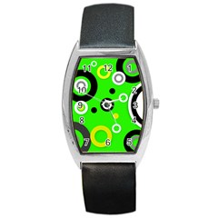 Florescent Green Yellow Abstract  Barrel Metal Watches