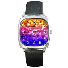 Lovely Hearts, Bokeh Square Metal Watches by ImpressiveMoments