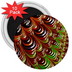 Special Fractal 31 Green,brown 3  Magnets (10 Pack) 