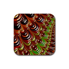 Special Fractal 31 Green,brown Rubber Coaster (square)  by ImpressiveMoments