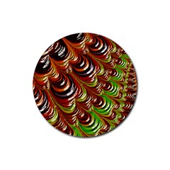 Special Fractal 31 Green,brown Rubber Coaster (round)  by ImpressiveMoments