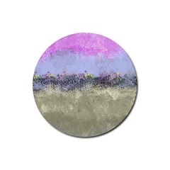 Abstract Garden In Pastel Colors Rubber Round Coaster (4 Pack)  by digitaldivadesigns