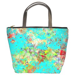 Abstract Garden In Aqua Bucket Bags by digitaldivadesigns