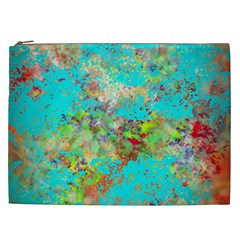 Abstract Garden In Aqua Cosmetic Bag (xxl)  by digitaldivadesigns