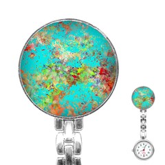 Abstract Garden In Aqua Stainless Steel Nurses Watches by digitaldivadesigns