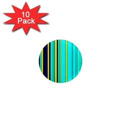 Hot Stripes Aqua 1  Mini Magnet (10 pack) 