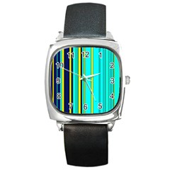 Hot Stripes Aqua Square Metal Watches