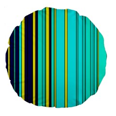 Hot Stripes Aqua Large 18  Premium Flano Round Cushions