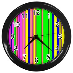 Hot Stripes Rainbow Wall Clocks (black) by ImpressiveMoments
