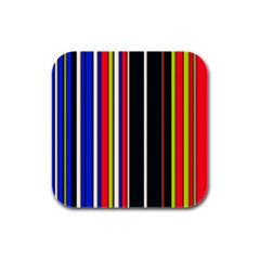 Hot Stripes Red Blue Rubber Square Coaster (4 Pack)  by ImpressiveMoments