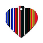 Hot Stripes Red Blue Dog Tag Heart (Two Sides) Back