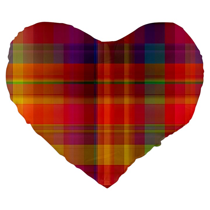 Plaid, Hot Large 19  Premium Heart Shape Cushions