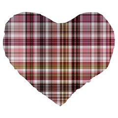 Plaid, Candy Large 19  Premium Heart Shape Cushions by ImpressiveMoments