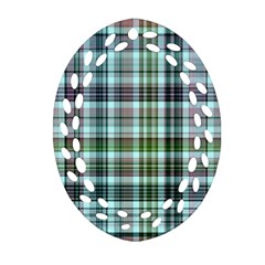 Plaid Ocean Oval Filigree Ornament (2-side)  by ImpressiveMoments