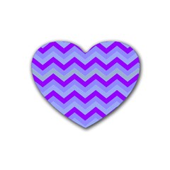 Chevron Blue Heart Coaster (4 Pack)  by ImpressiveMoments