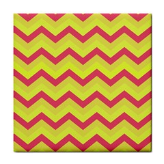 Chevron Yellow Pink Tile Coasters by ImpressiveMoments