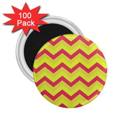 Chevron Yellow Pink 2 25  Magnets (100 Pack)  by ImpressiveMoments