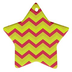 Chevron Yellow Pink Star Ornament (two Sides)  by ImpressiveMoments