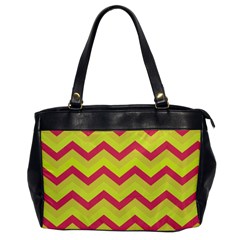 Chevron Yellow Pink Office Handbags by ImpressiveMoments