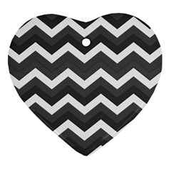 Chevron Dark Gray Ornament (heart)  by ImpressiveMoments