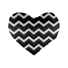 Chevron Dark Gray Standard 16  Premium Flano Heart Shape Cushions