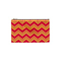 Chevron Peach Cosmetic Bag (small)  by ImpressiveMoments