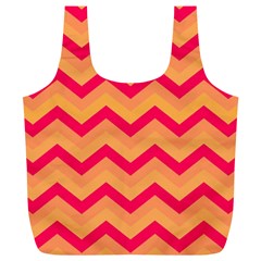 Chevron Peach Full Print Recycle Bags (l)  by ImpressiveMoments