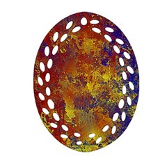 Abstract In Gold, Blue, And Red Ornament (oval Filigree)  by digitaldivadesigns