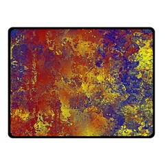 Abstract In Gold, Blue, And Red Double Sided Fleece Blanket (small)  by digitaldivadesigns