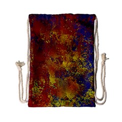 Abstract In Gold, Blue, And Red Drawstring Bag (small) by digitaldivadesigns