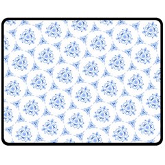 Sweet Doodle Pattern Blue Double Sided Fleece Blanket (medium)  by ImpressiveMoments