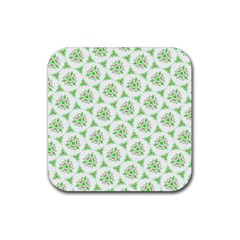 Sweet Doodle Pattern Green Rubber Coaster (Square) 