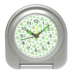Sweet Doodle Pattern Green Travel Alarm Clocks