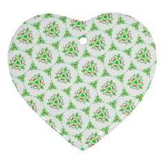 Sweet Doodle Pattern Green Heart Ornament (2 Sides)