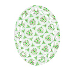 Sweet Doodle Pattern Green Oval Filigree Ornament (2-Side) 